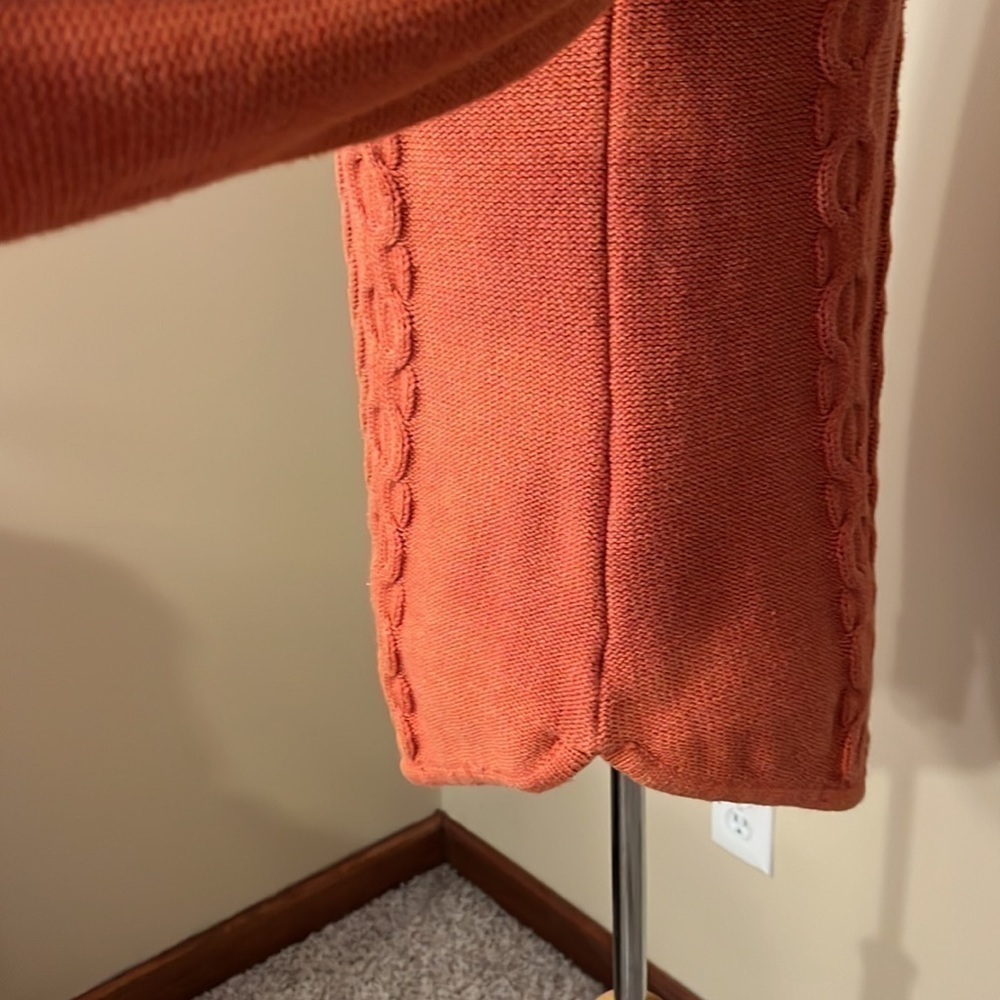 L.L. Bean Orange Cotton Cable Knit Turtleneck Sweater Sz XS - Picture 3 of 7